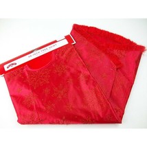 Holiday Time 48&quot; Red Satin and Glitter Star Snowflake Christmas Tree Skirt - £23.44 GBP
