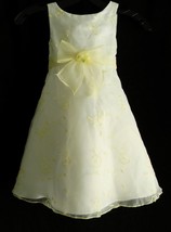 Youngland  Baby Girls Dress Sheer White Yellow  4T Flowers Wedding Party - £17.09 GBP
