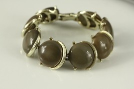 Vintage Costume Jewelry LISNER Lucite Taupe Tan Plastic Inset Bracelet 6... - $16.47