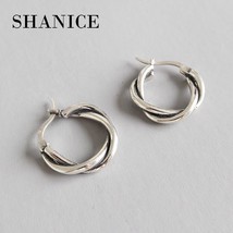 SHANICE 925 Sterling Silver Hip Hop Round Earrings for Women Large Circle Twist  - £14.19 GBP
