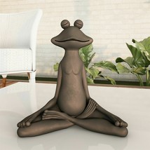 Garden Frog Statue Zen Meditating Sitting Figurine Lawn Ornament 7 In Outdoor - £21.86 GBP