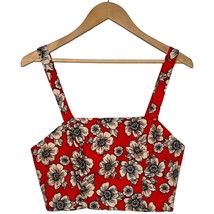 Forever 21 Floral Textured Crop Top Square Neck Wide Convertible Straps ... - $16.82