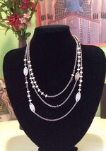 Extra Long American Eagle Silver Tone With A Beautiful Design Necklace - $14.99