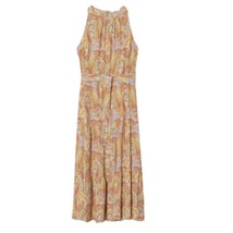 Mango Flowy Paisley Sleeveless Belt Tie Long Dress Size 16 NWT - £46.29 GBP