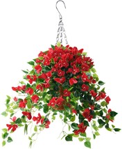 Artificial Flowers Hanging Basket with Bougainvillea Silk Vine Flowers for - £41.50 GBP