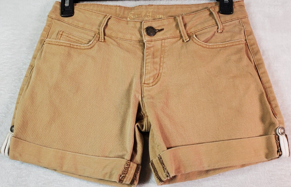 Primary image for Earl Jean Shorts Womens Size 4 Tan Denim Cotton Flat Front Medium Wash Pockets