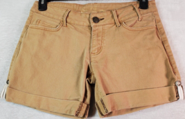 Earl Jean Shorts Womens Size 4 Tan Denim Cotton Flat Front Medium Wash Pockets - £12.16 GBP