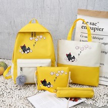 4 Sets/Pcs Woman Laptop Backpack Ribbons School Backpacute cat Schoolbag For Tee - £42.79 GBP
