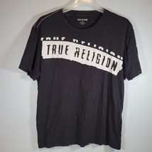 True Religion Mens Shirt 3XL Stencil Graphic Black Crew Runs Small See M... - $12.98