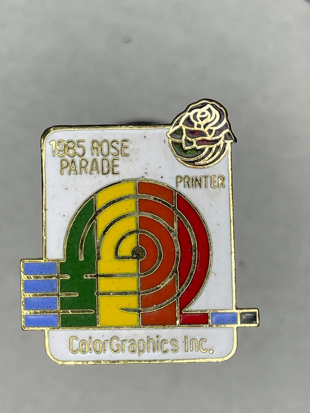 1985 Rose Parade Color Graphics Printer Souvenir Lapel Pin - $14.85