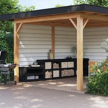 Outdoor Kitchen Cabinets 4 pcs Black Solid Wood Pine - £450.11 GBP