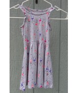 Heather Gray Pink Purple Flamingo Print Dress Flutter Cap Sleeve Sz 4 4T... - £8.62 GBP