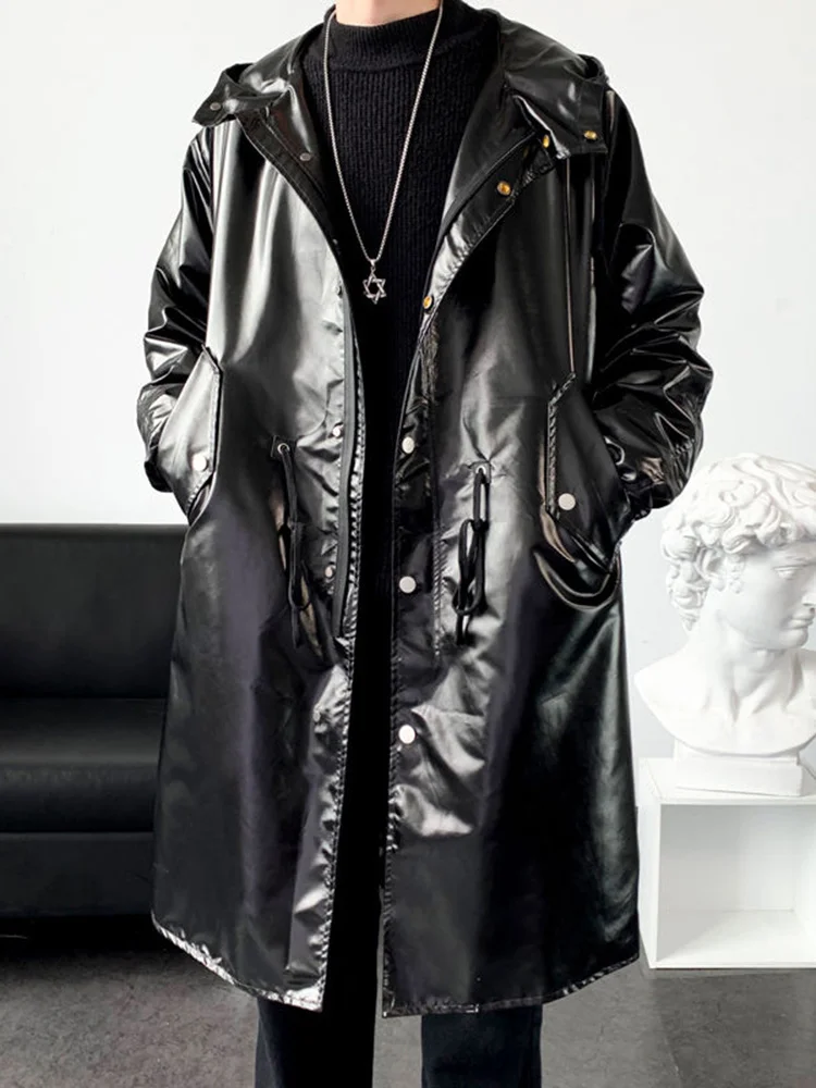 Coat Autumn Windbreaker Men&#39;s Medium Bright 2023 New Fashion Single Breasted Wit - £72.08 GBP