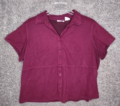 Kathy Ireland Top Womens 1X Purple Faux Suede Plus Size Button Down Ladi... - £12.49 GBP