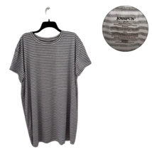Joyspun Women&#39;s 2X-3X Gray White Striped Lounge Sleep Shirt Tee - $11.87