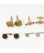 Antique Cufflinks Red Glass Double Not Natural Stone Rhinestone Studs Lo... - $413.99 MXN