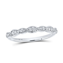10kt White Gold Womens Round Diamond Stackable Band Ring 1/8 Cttw - £188.30 GBP