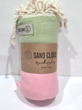 Sand Cloud Beach Towel Turkish Organic Cotton 37”x67” Pink Green NEW! - $44.54