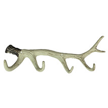 Zeckos 16 Inch Cast Iron Deer Antler Wall Mounted Hook Rack Western Décor - £27.68 GBP