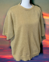 Alfred Dunner Crew Neck Golden Metallic Sweater Size 1X Short Sleeve Sparkly - £7.82 GBP