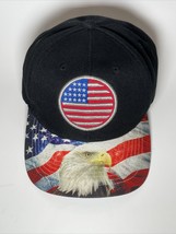 USA American Flag Hat Circle Patch Bald ￼Eagle American Graphic Design Black - £7.39 GBP