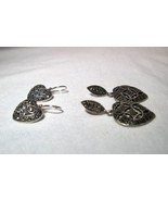 Vintage Sterling Silver Marcasite Heart Dangle Earrings - Lot of 2 - K572 - £43.39 GBP