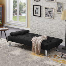 Modern Convertible Folding Futon Sofa Bed With2 Cup Holders - £207.44 GBP