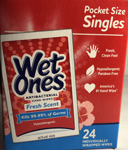 Wet Ones Wipes Fresh Scent Hand Wipes 1ea 24 Count Singles-SHIPS Same Bus Day - $6.91