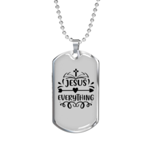 Jesus Everything Cross Christian Necklace Stainless Steel or 18k Gold Dog Tag 2 - £37.92 GBP+