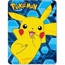 Pokemon Pikachu Hex 45&quot;x60&quot; Fleece Throw Blanket Multi-Color - £19.64 GBP