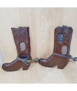 Wooden Boots Picture Frames brown spurs holds 2 pics each - $44.87