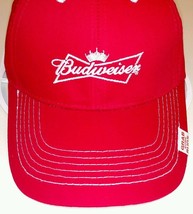 Budweiser GRAB SOME BUDS Bow Tie Label Hat Red White Strap Adjustable Ba... - $23.95