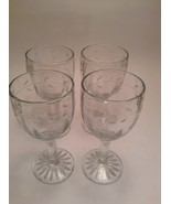set of 4 dessert Wine Glasses mini 3 OZ Clear With Grape Pattern AA - $7.59