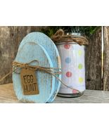 2 Pcs Light Blue Egg Tiered Tray Rustic Wood With Egg Hunt Tag #MNHS - £12.74 GBP