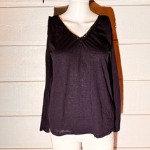 89th &amp; Madison Black Cold Shoulder Long Sleeve Top Size Small - $13.86
