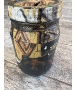 Hunting Man Cave Mason Jar Decoupage Handmade Storage Hunting Wildlife Camo - $20.49 CAD