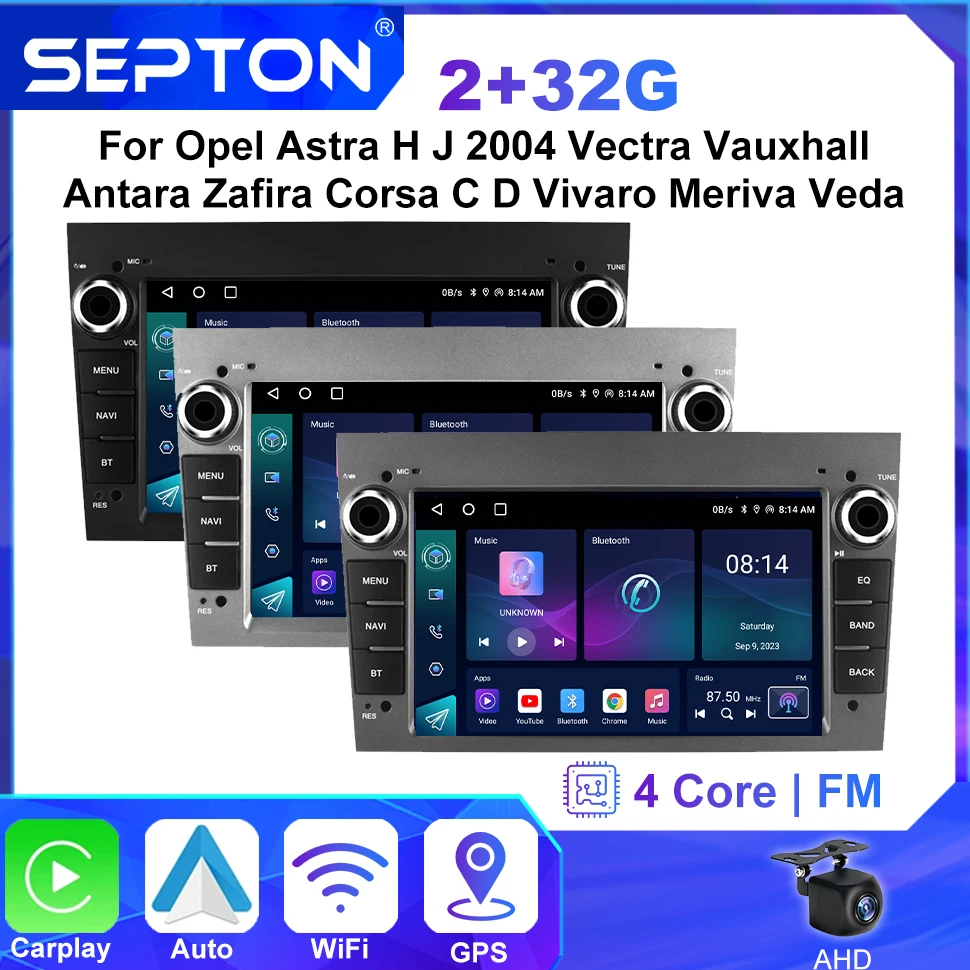 SEPTON Android Car Radio Universal for Opel Astra H J 2004 Vectra Vauxhall - £103.19 GBP+