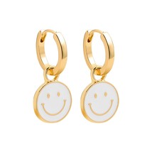 Gold Color Huggies with Cloud Rainbow Enamel Pendant Earring for Women Small Sta - £8.79 GBP