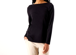 Anybody Cozy Knit Criss Cross Back Long Sleeve Top- BLACK, XXS - £15.61 GBP