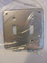 4 Inch Square Device Cover, Two Toggle Switches, Flat Cover, Metal - $4.75