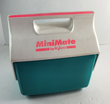 Vintage 1990’s Mini Mate Cooler by Igloo Made in USA Teal / Green and Neon Pink - $19.79