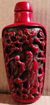 Antique Late 1800s Hand Carved Chinese Qing Dynasty Red Cinnabar Lacquer... - $439.99