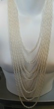 Vintage Multi-strand White Seed Bead Layered Necklace - £50.89 GBP