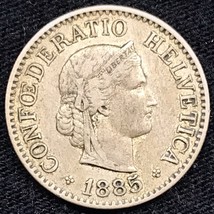 1885 B Switzerland 10 Rappen Libertas Roman Goddess Coin Bern Mint - $6.93