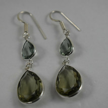 925 Sterling Silver Handmade Pear Green Amethyst Gems Earrings Gift BES-1284 - £15.85 GBP