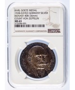 1928 Silver Karl Goetz Medal K #408 Count Von Zeppelin Graded by NGC as ... - $713.09 CAD