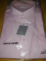 Pierre Cardin Men&#39;s Ss Regular Fit COTTON/POLYESTER Pink Dress SHIRT-18-NWT-NICE - £11.00 GBP