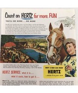 Hertz Rent A Car Vtg 1953 Print Ad Cowgirl &amp; Horse - $6.93