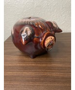 Vintage 1957 Large Corky Pig Bank Hull Pottery Pink Drip Glaze Orig. Cork - $44.55