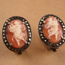 Victorian cameo earrings - Antique Neoclassical Cameo Venus earrings - sterling  - £175.73 GBP